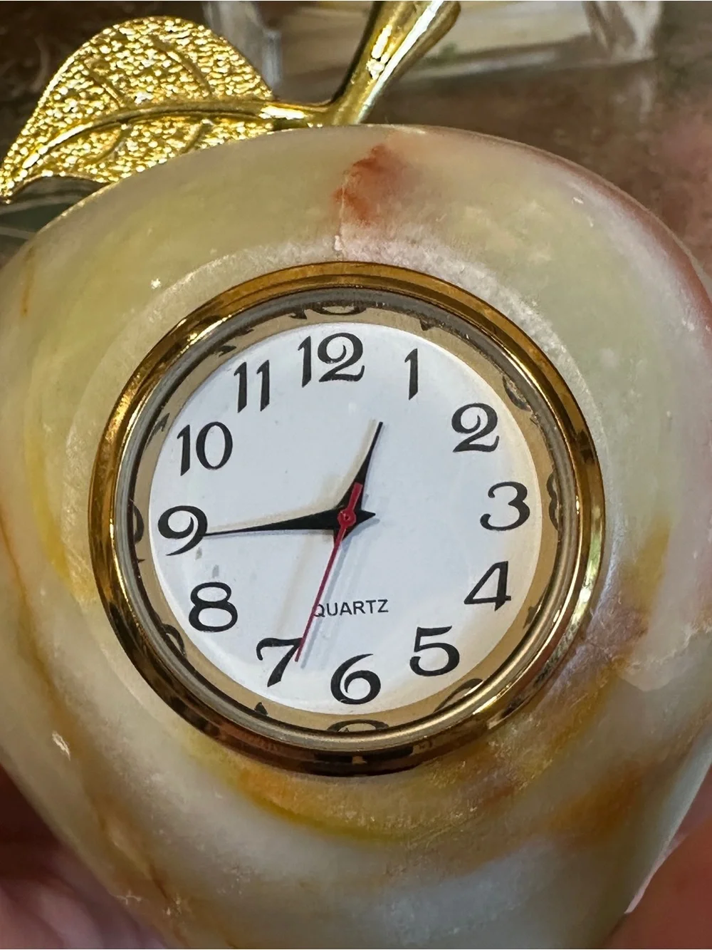Marble Apple clock-paperweight